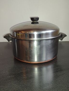 REVERE WARE 6 Quart Dutch Oven Copper Bottom Stock Pot with Dome Lid Vintage